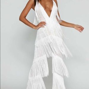 Meshki Amira White Fringe Set S/M